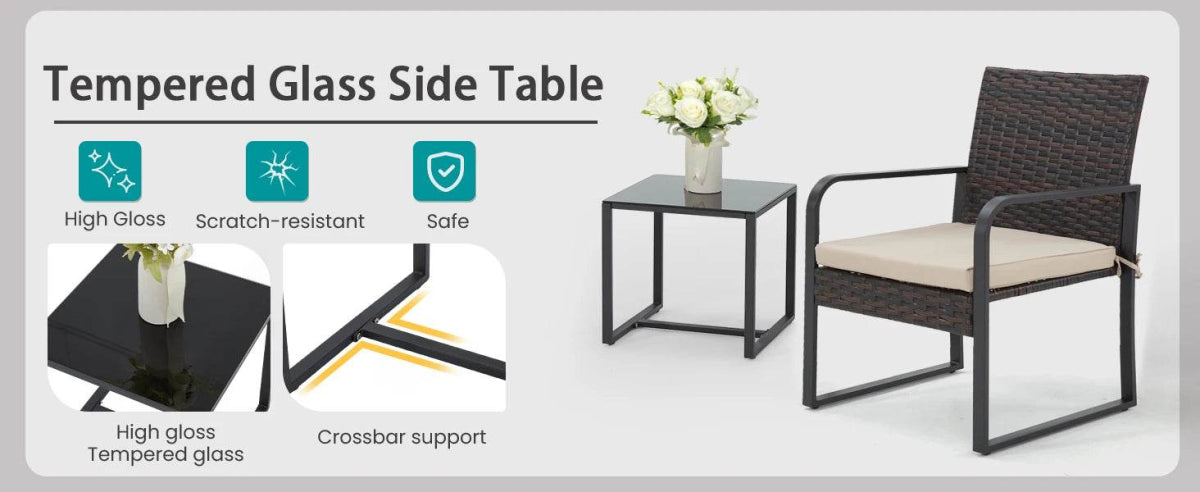 3-Piece Outdoor Patio Furniture Set With Cushions - Omega Lifestyles