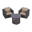 3 - Piece Outdoor Wicker Seating Set With Fire Pit - Driftwood - Omega Lifestyles