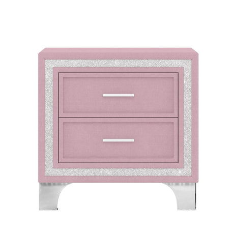 3-Piece Pink Upholstered Bedroom Set With LED Lights - Sleep Galleria