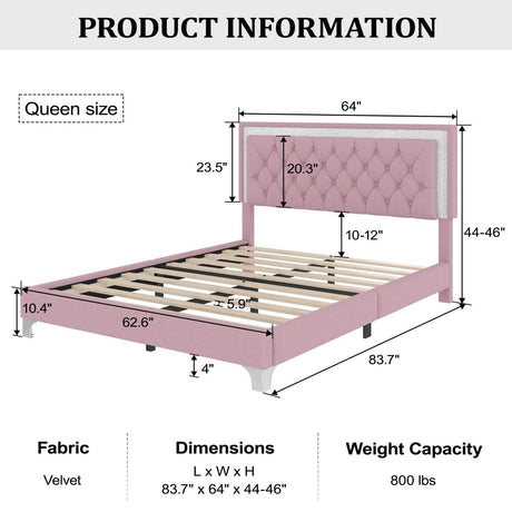 3-Piece Pink Upholstered Bedroom Set With LED Lights - Sleep Galleria