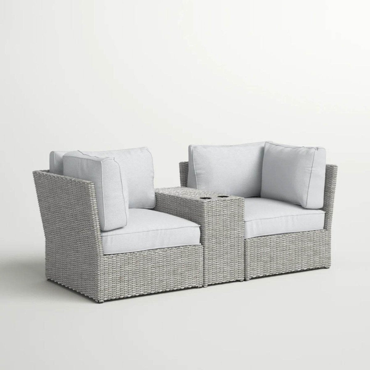 3 - Piece Weather - Resistant Wicker Patio Loveseat Seating Set - Driftwood - Omega Lifestyles