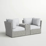 3 - Piece Weather - Resistant Wicker Patio Loveseat Seating Set - Driftwood - Omega Lifestyles