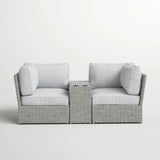 3 - Piece Weather - Resistant Wicker Patio Loveseat Seating Set - Driftwood - Omega Lifestyles