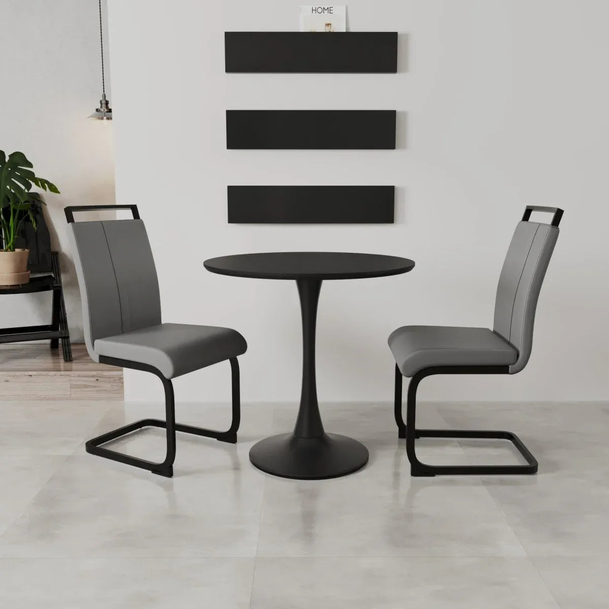 31.5-Inch Black MDF Tulip Round Dining Table Set - Omega Lifestyles