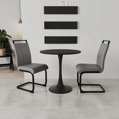 31.5-Inch Black MDF Tulip Round Dining Table Set - Omega Lifestyles