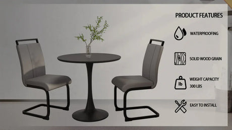 31.5-Inch Black MDF Tulip Round Dining Table Set - Omega Lifestyles