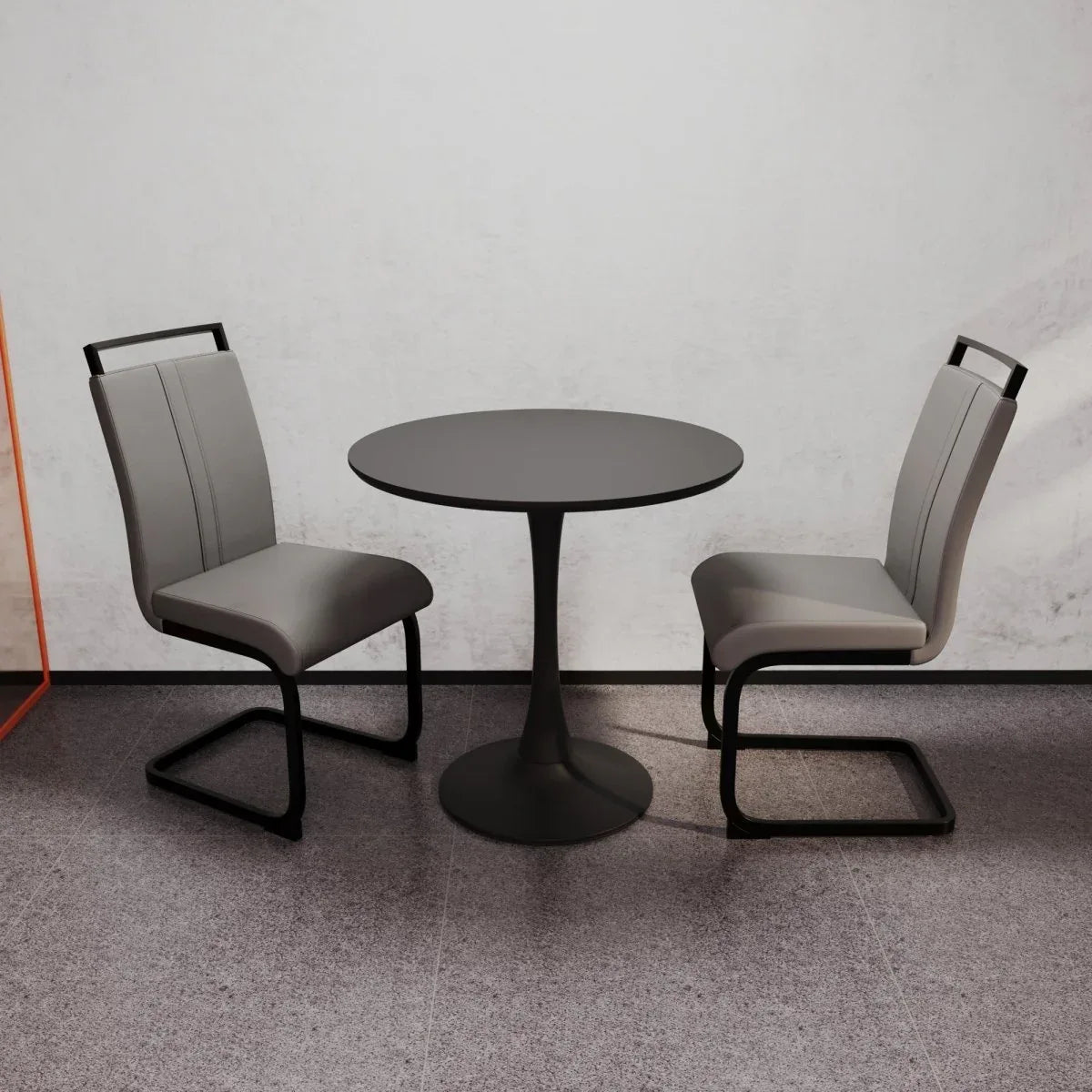 31.5-Inch Black MDF Tulip Round Dining Table Set - Omega Lifestyles