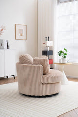 360-Degree Swivel Plush Corduroy Accent Chair With Pillows - Omega Lifestyles