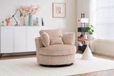 360-Degree Swivel Plush Corduroy Accent Chair With Pillows - Omega Lifestyles