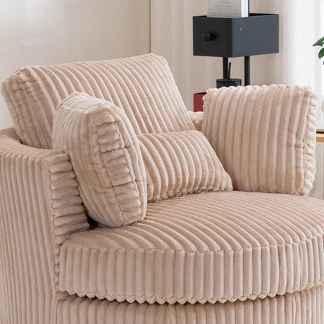 360-Degree Swivel Plush Corduroy Accent Chair With Pillows - Omega Lifestyles