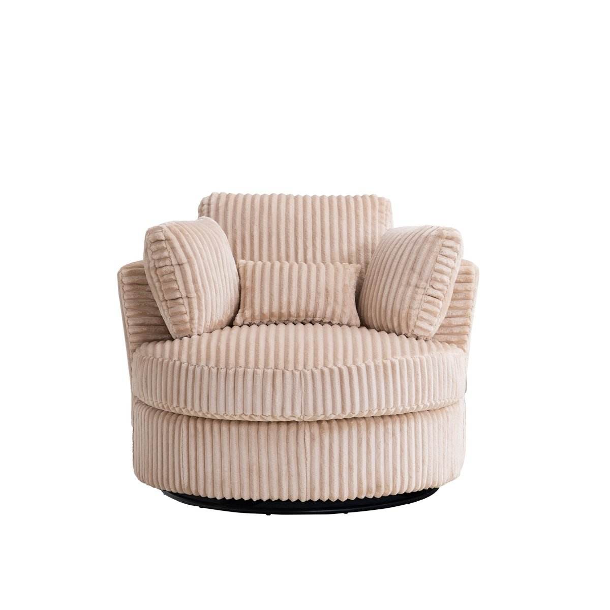 360-Degree Swivel Plush Corduroy Accent Chair With Pillows - Omega Lifestyles