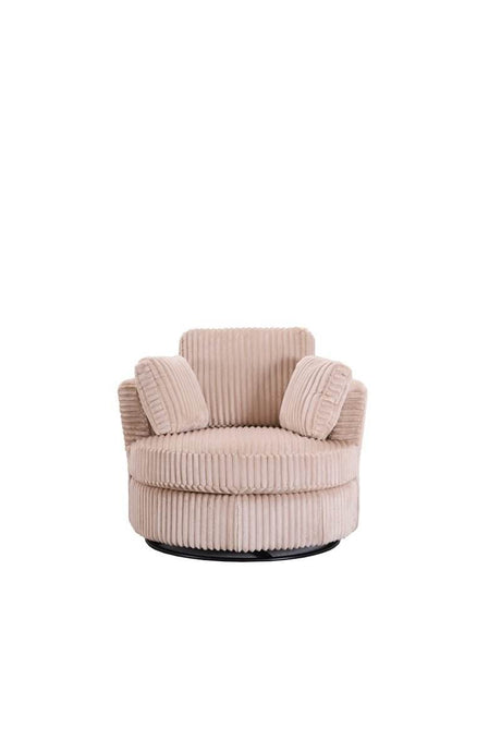 360-Degree Swivel Plush Corduroy Accent Chair With Pillows - Omega Lifestyles