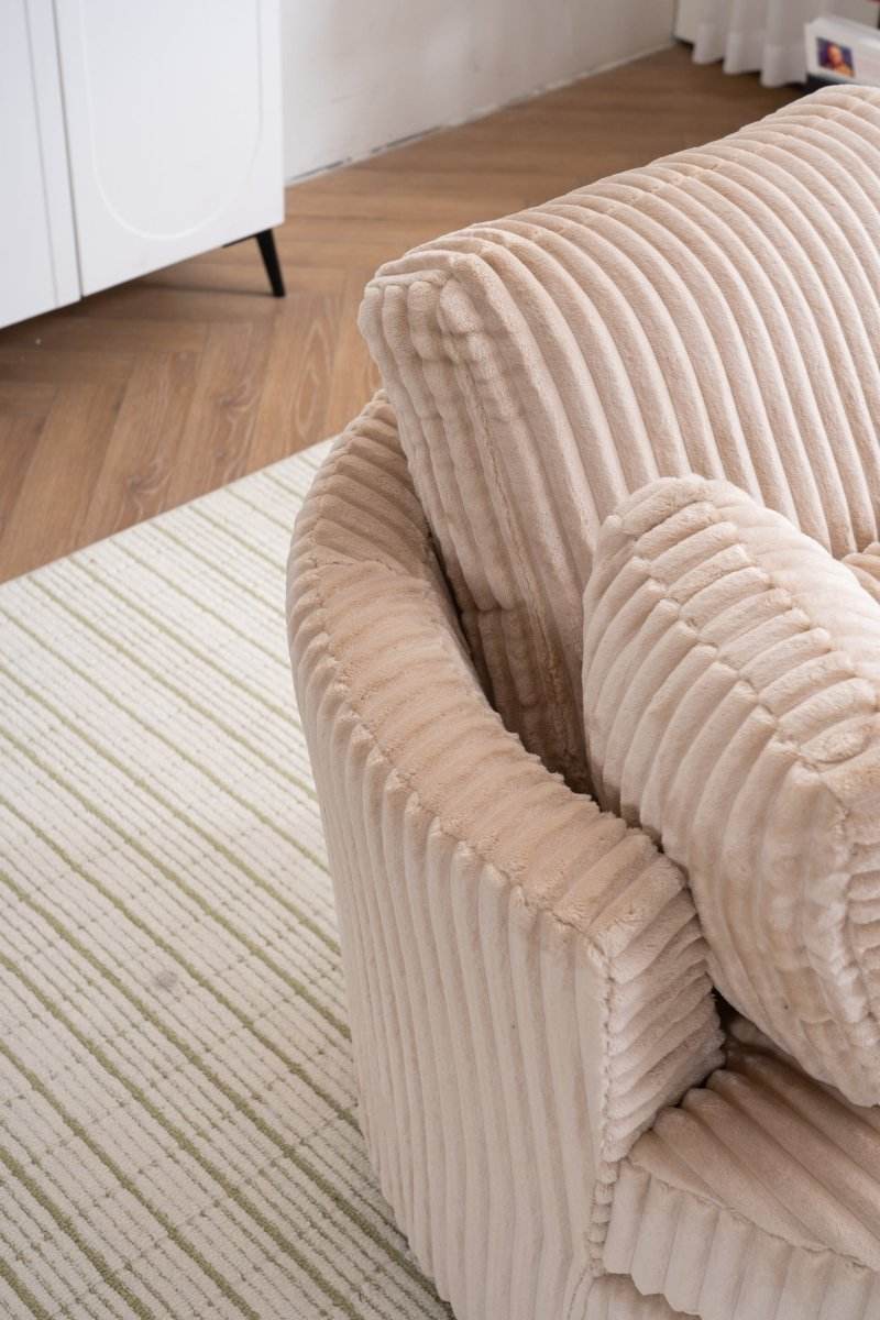 360-Degree Swivel Plush Corduroy Accent Chair With Pillows - Omega Lifestyles