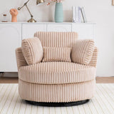 360-Degree Swivel Plush Corduroy Accent Chair With Pillows - Omega Lifestyles