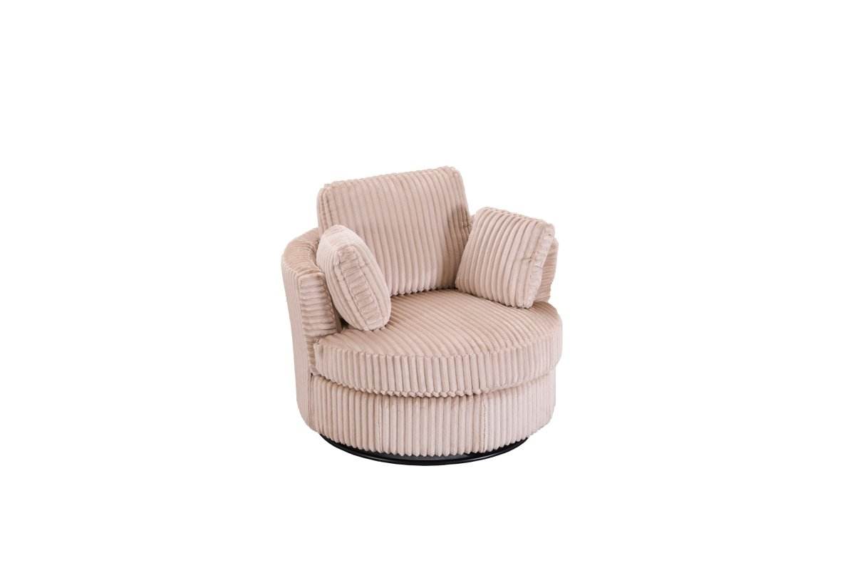 360-Degree Swivel Plush Corduroy Accent Chair With Pillows - Omega Lifestyles