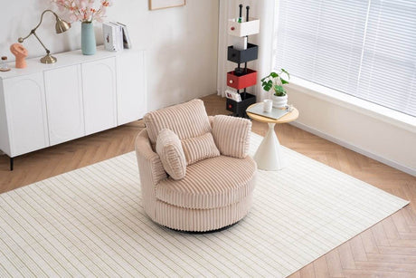 360-Degree Swivel Plush Corduroy Accent Chair With Pillows - Omega Lifestyles