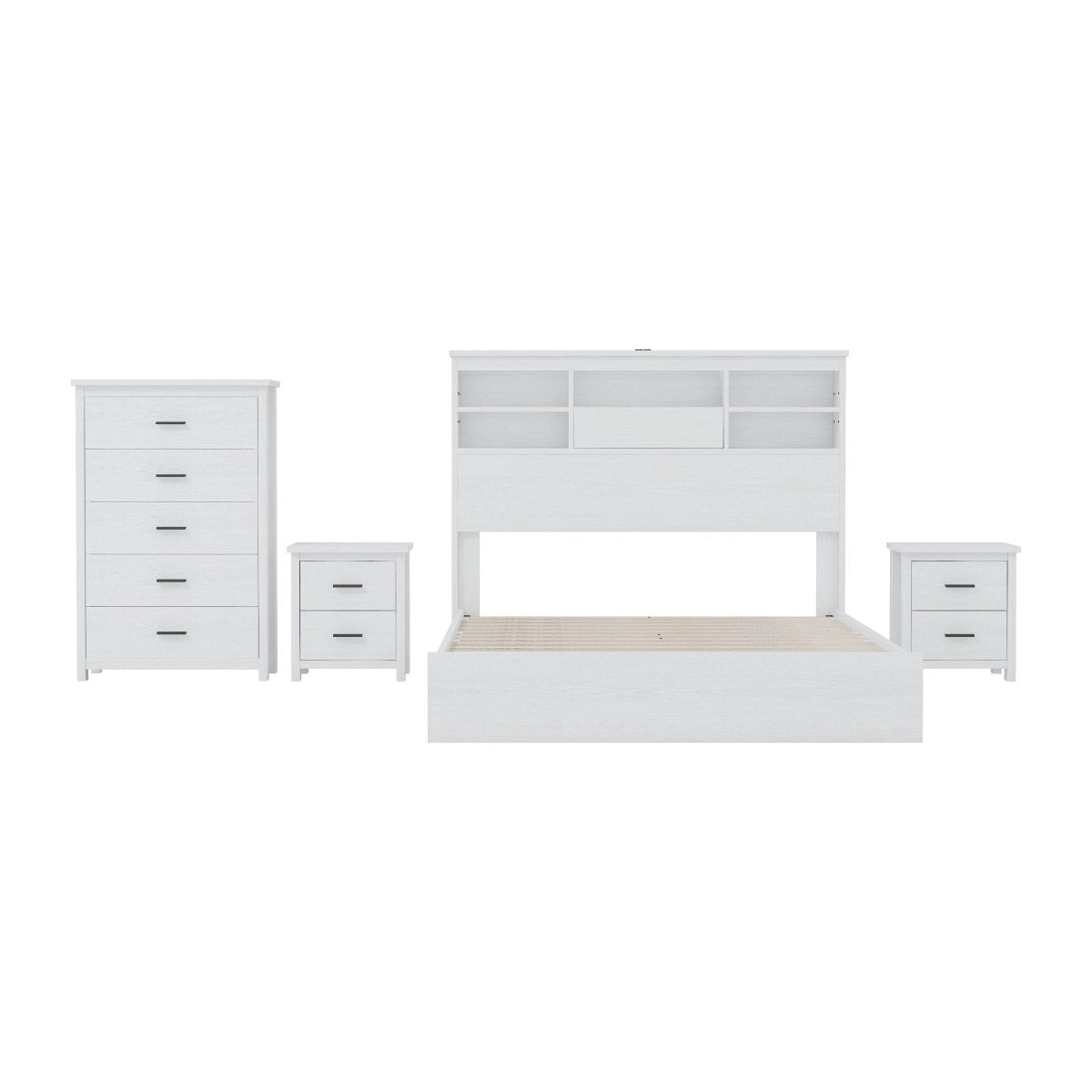 4-Piece American Traditional White Solid Wood Bedroom Set - Omega Lifestyles