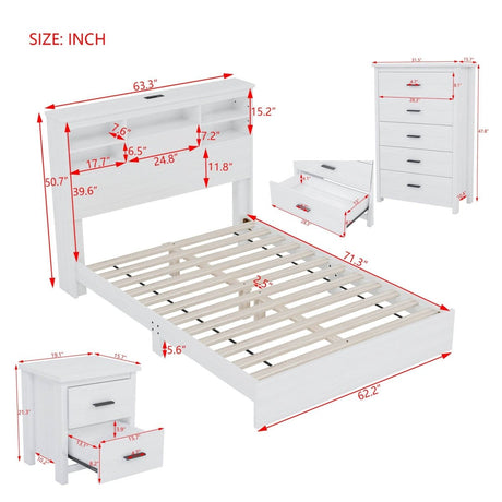 4-Piece American Traditional White Solid Wood Bedroom Set - Omega Lifestyles
