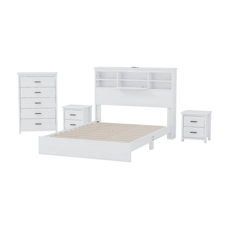 4-Piece American Traditional White Solid Wood Bedroom Set - Omega Lifestyles