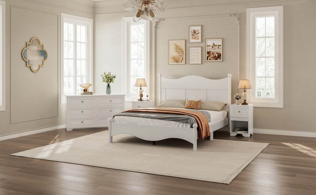 4-Piece Retro Style White Wood Bedroom Set - Omega Lifestyles
