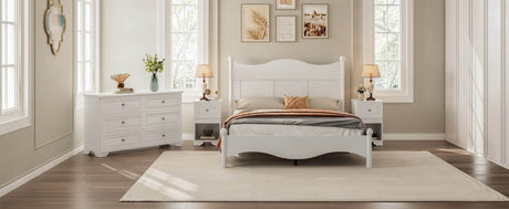 4-Piece Retro Style White Wood Bedroom Set - Omega Lifestyles