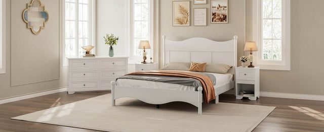 4-Piece Retro Style White Wood Bedroom Set - Omega Lifestyles