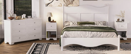 4-Piece Retro Style White Wood Bedroom Set - Omega Lifestyles