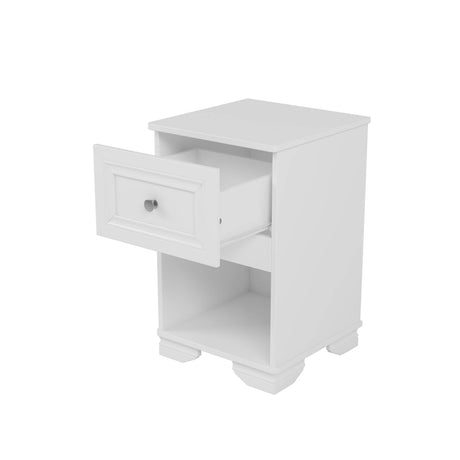 4-Piece Retro Style White Wood Bedroom Set - Omega Lifestyles