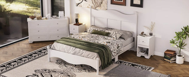 4-Piece Retro Style White Wood Bedroom Set - Omega Lifestyles