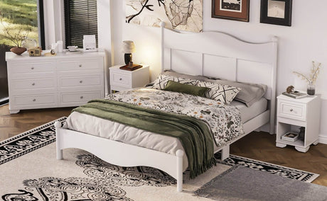 4-Piece Retro Style White Wood Bedroom Set - Omega Lifestyles