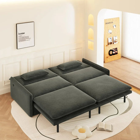 4-Seat Convertible Sleeper Sofa Bed With Storage USB Port - Omega Lifestyles