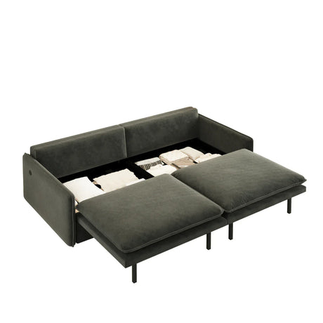 4-Seat Convertible Sleeper Sofa Bed With Storage USB Port - Omega Lifestyles