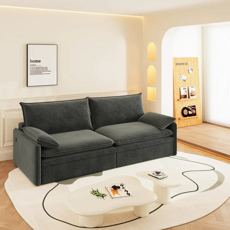 4-Seat Convertible Sleeper Sofa Bed With Storage USB Port - Omega Lifestyles