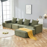 4-Seat Modular Corduroy Fabric Sofa Sectional With Chaise - Omega Lifestyles