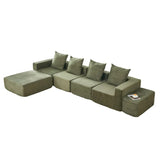 4-Seat Modular Corduroy Fabric Sofa Sectional With Chaise - Omega Lifestyles