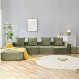 4-Seat Modular Corduroy Fabric Sofa Sectional With Chaise - Omega Lifestyles