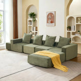 4-Seat Modular Corduroy Fabric Sofa Sectional With Chaise - Omega Lifestyles