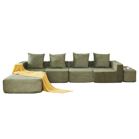 4-Seat Modular Corduroy Fabric Sofa Sectional With Chaise - Omega Lifestyles