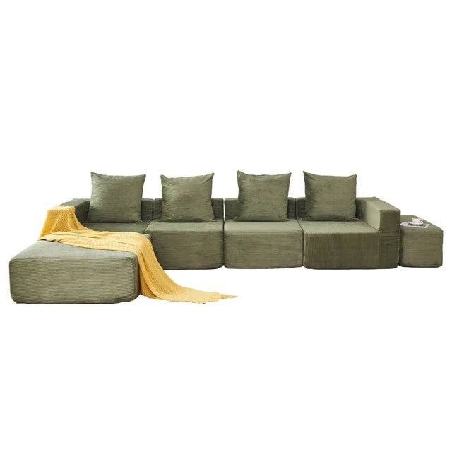 4-Seat Modular Corduroy Fabric Sofa Sectional With Chaise - Omega Lifestyles