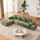 4-Seat Modular Corduroy Fabric Sofa Sectional With Chaise - Omega Lifestyles