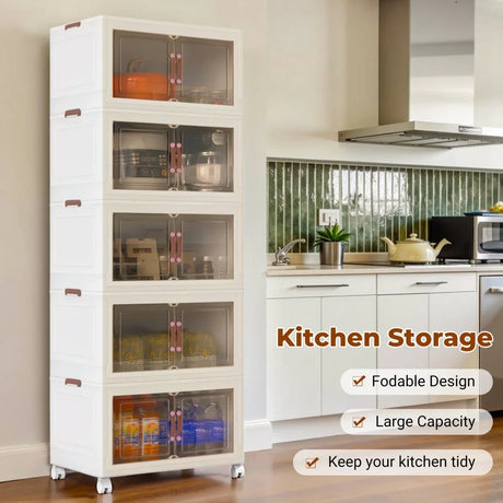 4-Tier Foldable Heavy-Duty PP Plastic Storage Cabinet - Omega Lifestyles