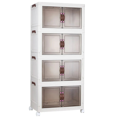 4-Tier Foldable Heavy-Duty PP Plastic Storage Cabinet - Omega Lifestyles