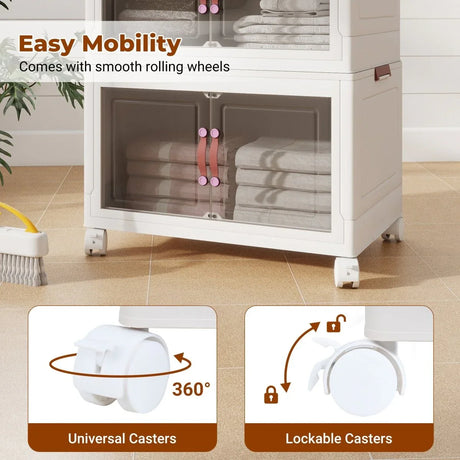 4-Tier Foldable Heavy-Duty PP Plastic Storage Cabinet - Omega Lifestyles