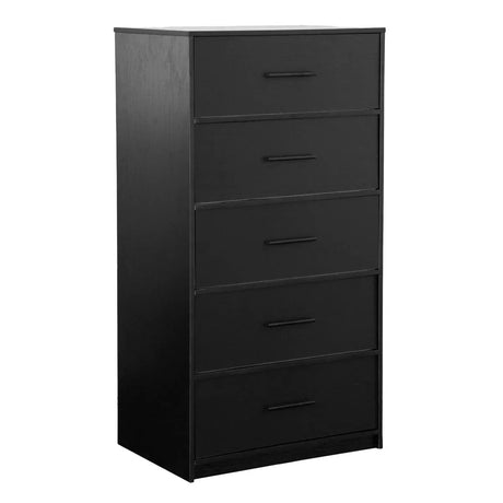 5-Drawer Modern Fabric Storage Dresser Black - Omega Lifestyles