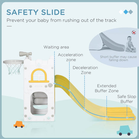 5 - in - 1 Toddler Slide Playset With Basketball Hoop Climber - Driftwood - Omega Lifestyles