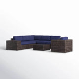 5 - Person Outdoor Sectional Sofa Set With Wicker Frame - Driftwood - Omega Lifestyles