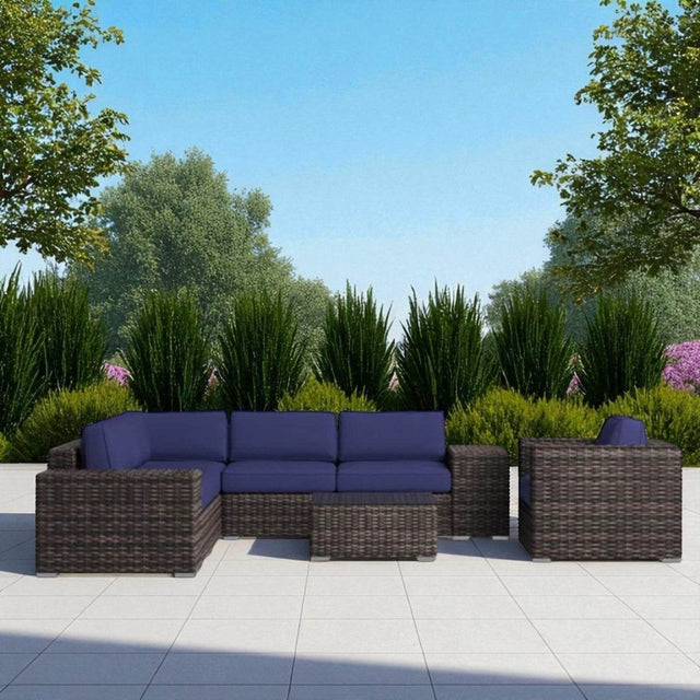 5-Person Outdoor Sectional Sofa Set With Wicker Frame - Omega Lifestyles