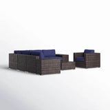 5 - Person Outdoor Sectional Sofa Set With Wicker Frame - Driftwood - Omega Lifestyles