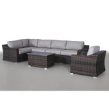 5 - Piece All - Weather Wicker Sectional Seating Group With Cushions - Driftwood - Omega Lifestyles