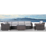 5 - Piece All - Weather Wicker Sectional Seating Group With Cushions - Driftwood - Omega Lifestyles